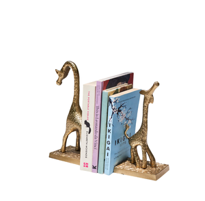 Serre-livres girafe vintage en laiton massif, thème animal, décoration maison et bureau, support de livre animal unique à prix abordable – Meilleures ventes - Product Image 1