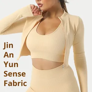 Fitness Yoga Wear Custom Logo Breathable Nylon Spandex <b>2</b>-<b>Piece</b> Scrunch Butt Lift Leggings Ribbed Bra Crop Top Women Workout <b>Set</b> - Product Image 3