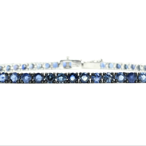 Bracelet tennis en argent sterling de qualité supérieure, saphir bleu naturel, fait main, bijoux de luxe certifiés pour mariage, pour femmes - Product Image 1