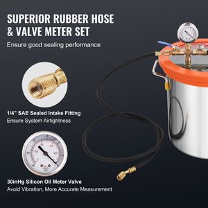 Kit Camera di Degassaggio Sottovuoto da 3 Galloni con Pompa da 3,5 CFM Monostadio 25-Vacuum, Coperchio in Vetro Temperato, Recipienti a Pressione - Product Image 5