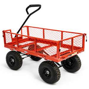 Chariot de jardin en acier robuste à capacité de 600 lb, côtés amovibles pliables, pneus pneumatiques de 10 pouces, chariot utilitaire noir ODGGAD013 - Product Image 2