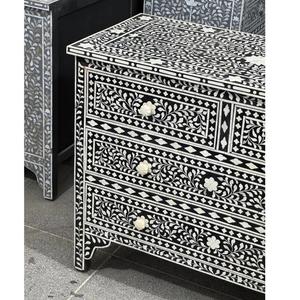 Cajón con Incrustaciones de Hueso de ILAHI, Diseño Moderno con Detalles de Ágata, Mueble Portátil para el Hogar - Product Image 1