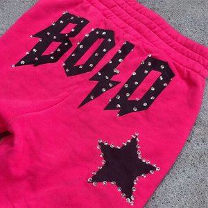 Pink Butterfly Print Sweatpants Women Wide Leg Joggers Rhinestone Graphic Streetwear Y2K Fashion Casual Loose Fit Trousers - Product Image 3