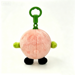 Customized Round pink peach plush charm,Smiling peach plush keychain with green clip,Cute gift for peach lovers - Product Image 2