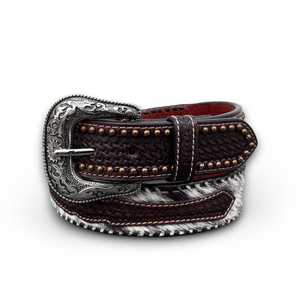 Ceinture artisanale en cuir pleine fleur avec boucle ardillon en alliage, en véritable cuir de vachette, embout gravé au laser, style vintage décontracté - Product Image 2
