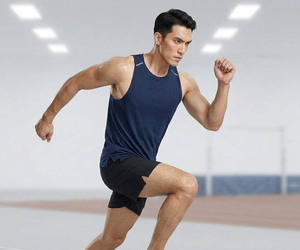 <b>Men's</b> <b>White</b> Sleeveless Tank Top O-Neck Breathable Knitted Sporty Athletic Workout <b>Vest</b> 100% Polyester Solid Color - Product Image 4