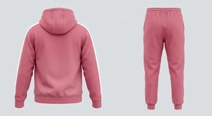 Survêtement à capuche pour homme, rose et blanc, décontracté, manches longues, polyester et coton, bonne qualité, sweat à capuche pour homme - Product Image 3
