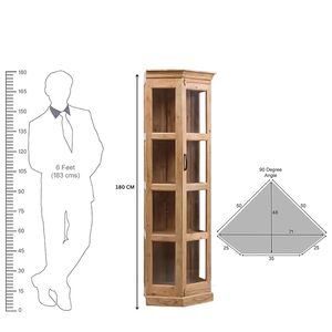 <b>Solid</b> Mango <b>Wood</b> Multipurpose Kitchen Cabinet with Bookshelf Storage for Bedroom Living Room Study Natural Matte Finish - Product Image 2