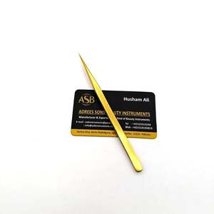 Pinzas de Aislamiento Delgadas y Rectas de 14 cm, Chapadas en Oro, de Acero Inoxidable, con Logotipo Personalizado, Instrumento de Belleza - Product Image 2
