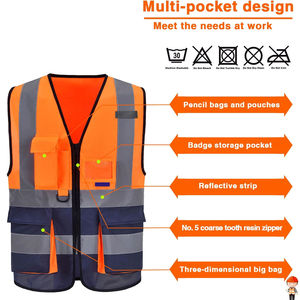 Chaleco de Seguridad Reflectante de Alta Visibilidad ANSI Clase 1 EN ISO 20471 Clase 2 para Trabajadores de la Construcción con Luz LED Intermitente y Múltiples Bolsillos - Product Image 5