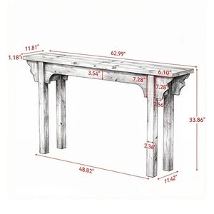 Consolle Lunga in Stile Wabi-Sabi Tradizionale, Tavolo Laterale in Legno di Teak e Marmo per Ingresso, Magazzino, Casa, Appartamento, Hotel - Product Image 3