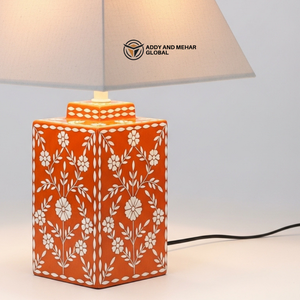 Lanterne de table artisanale en os incrusté avec motif floral, lampe de chevet de luxe en mosaïque, art indien traditionnel, décoration de bureau - Product Image 2