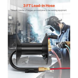 Avvolgitubo per saldatura in acciaio resistente con tubo di ingresso da 3FT e raccordi B F da 9/16"-18, avvolgimento manuale a manovella, montaggio a soffitto/parete - Product Image 3