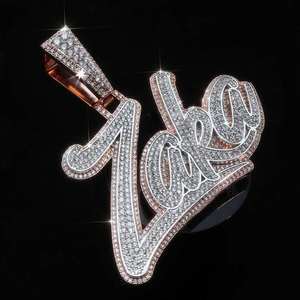 Pendentif Lettre en Diamant Plaqué Or Rose de Luxe, Breloques Thématiques, Cadeau Unisexe - Product Image 1