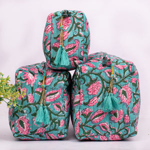 Sac de toilette bohème fait main en coton écologique avec fermeture éclair, grande capacité, léger, pochette cosmétique, imprimés tendance - Product Image 2