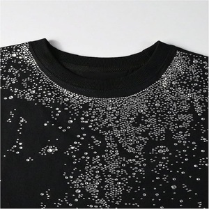 Men's Sleeveless <b>Rhinestone</b> <b>Crop</b> <b>Top</b> O-Neck Jersey Knitted Casual Dot Pattern Breathable 100% Cotton Black Custom Front - Product Image 5