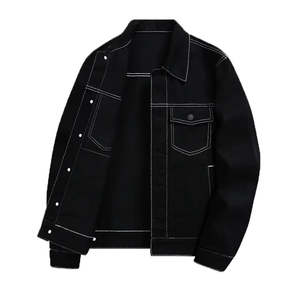 Veste en denim de coton de haute qualité, lavée, noire - Product Image 1