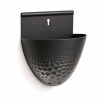Pot de fleurs mural en métal, demi-rond en fer martelé, 18 cm, fixation par trou de serrure, noir oxydé, pour jardin