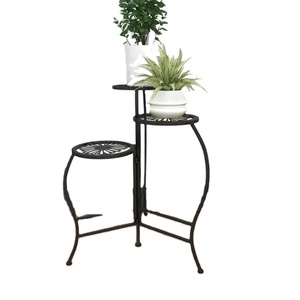 Support pour plantes en métal pliable noir à 2 niveaux Organisateur de pots de fleurs coloré pour la maison et le jardin avec décoration design pour la maison et le jardin - Product Image 1