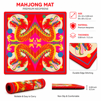 Tapis de Mahjong Personnalisé Red Dragons Pliable Écologique Résistant à l'Eau Luxe Moderne 33 Pouces Néoprène Antidérapant Logo Personnalisé