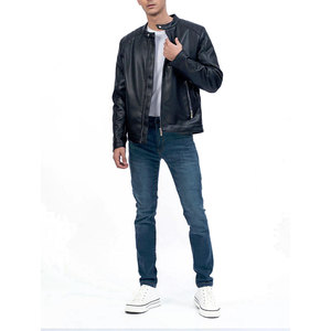 Modern <b>Men</b> <b>Leather</b> <b>Jacket</b> With Durable Front Zip Pattern For Stylish Winter <b>Jacket</b> Fashion Look - Product Image 1