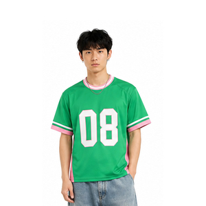 Maillot de football américain sur mesure pour homme, coupe oversize et carrée, en maille, avec col en V et coupe courte, idéal pour les sports d'été - Product Image 6