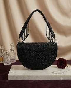 Bolso de mano de noche con cuentas y forma de media luna, con asa de borla, colores personalizados, cierre magnético, venta al por mayor - Product Image 6