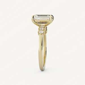 Bague de fiançailles en diamant de laboratoire taille émeraude, or massif 14 carats, sertie à griffes, largeur 1,7 mm, solitaire d'anniversaire, alliances de luxe - Product Image 3