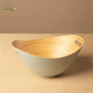 Tazón Desechable Ecológico de Bambú Hilado con Diseño Minimalista, Base Elevada y Asas Laterales - Product Image 3