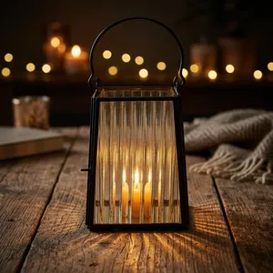 ARTISAN DESIGN Metal Lantern Decorative Lantern Black Finish Premium Quality Home Wedding Gift <b>Candle</b> Light <b>Dinner</b> Made in India - Product Image 3