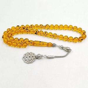 Handmade Resin <b>Islamic</b> Prayer Beads Necklace Amber Tone Rosary Bracelet Casting Traditional Decorative Religious <b>Gift</b> - Product Image 1