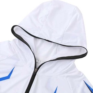 Veste de pêche à capuche pour homme, imprimé géométrique blanc, bleu et or, protection UPF 50 anti-UV, fermeture éclair, manches longues, vêtement d'extérieur - Product Image 5