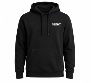 Sweat-shirt à capuche en polaire noir pour homme SINEWY, coupe ample, couleur unie, logo sur le devant, pull décontracté, vêtement d'automne, 100% polyester - Product Image 1