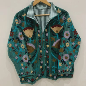 Soft Velvet Suzani Winter Short Jacket Winter Handmade Jacket Embroidered Jacket <b>Coat</b> Suzani <b>Coat</b> <b>Robe</b> Traditional <b>Coat</b> - Product Image 1