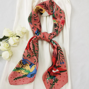 Nouveautés : Châles carrés en soie imprimés de motifs floraux avec logo personnalisé, 52x52cm, 100% soie, double face, antibactériens, légers, pour femmes - Product Image 4