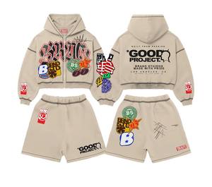 Ensembles Homme 2026 TAHAD OEM&ODM Personnalisables avec Logo – Shorts Molletonnés Hiver Épais Effet Délavé et Vieilli & Sweats à Capuche Entièrement Zippés - Product Image 1