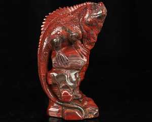 Escultura de Lagarto Tallada a Mano en Jaspe Rojo de 6.3 Pulgadas, Figura de Piedra Curativa de Cristal, Arte Feng Shui, Regalo, Decoración del Hogar - Product Image 1