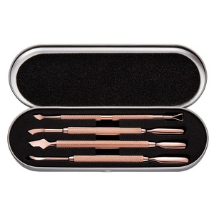 Lot de 4 repousse-cuticules en acier inoxydable, outil de suppression des peaux mortes, pour gel UV, nettoyage des ongles, soin des pieds, double face, kit de manucure - Product Image 4