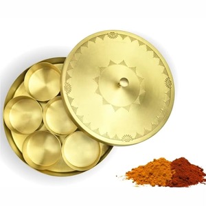Warm Toned Golden Spice <b>Box</b> with 5 Compartments Durable Herb Storage <b>Container</b> with Lid Metal Spice Keeper for Kitchen Use - Product Image 5