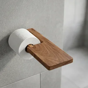 Portarrollos de Papel Higiénico de Madera con Estante, Soporte de Pared para Rollo de Papel Higiénico con Soporte para Teléfono y Estante de Almacenamiento, Madera Rústica - Product Image 6