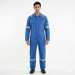 Une usine OEM produit des combinaisons de travail ignifuges en coton sur mesure, uniformes de sécurité pour le travail avec logo personnalisé, vêtements de travail réfléchissants. - Product Image 4