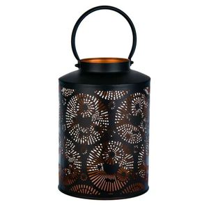 Linterna de Hierro con Patrón de Mandala, Acabado Negro, Energía Solar, Decoración para el Hogar, Luz Exterior sin Llama, Portavelas Decorativo - Product Image 3