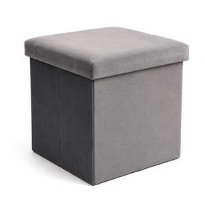 Pouf de rangement pliable moderne en tissu gris cendre pour salon, hôtel, appartement et atelier - Product Image 1