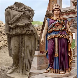 Classical headless Roman marble statue of a draped female figure wearing a chiton and himation. - Product Image 2