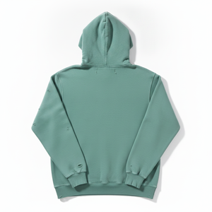 Sweat-shirt à capuche vert surdimensionné en coton pour homme, couleur unie, en molleton bouclette, avec poche, idéal pour l'automne - Product Image 3