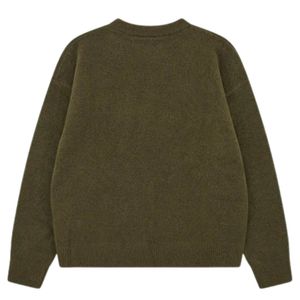 Pull en tricot kaki, coton doux de qualité supérieure, coupe décontractée confortable, manches longues, vêtement décontracté pour un confort quotidien - Product Image 2