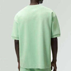 T-shirt personnalisé pour homme, col côtelé, en molleton français, vintage, oversize, blanc, streetwear, 320 GSM, poids lourd, 100% coton, imprimé - Product Image 4
