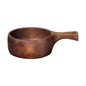 Tazón de chocolate clásico de madera con acabado de vetas naturales para un estilo de servicio elegante y tradicional. - Product Image 5