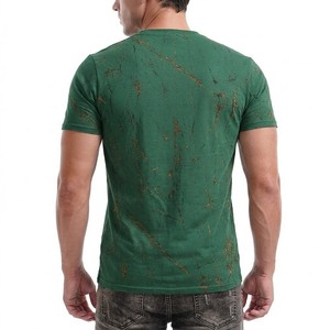 T-shirt tendance pour homme, imprimé marbre abstrait, coton premium respirant, coupe ajustée, manches courtes, col rond, streetwear décontracté - Product Image 2