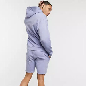 Top Trend Best Quality Unique Simple Style Men's 100% Cotton Fleece Streetwear <b>Lightweight</b> <b>Hoodie</b> Shorts Set Autumn Casual Wear - Product Image 2